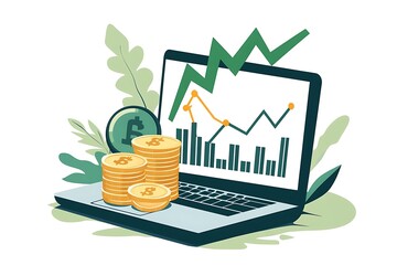 Data analysis. Marketing strategy analysis, stock market trading, financial consultant concept.