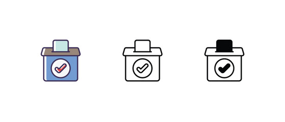 Primary Election Icons set thin line and glyph vector icon illustration