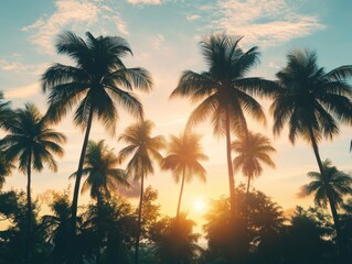 Obraz premium Palm Trees at Sunset