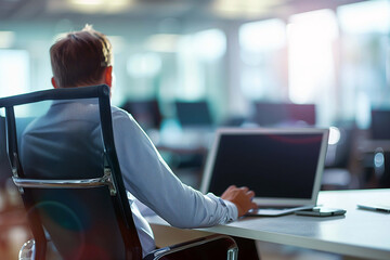 Worried Senior Man at Work Desk, Capturing the Tension of Professional Challenges