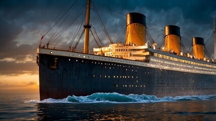 The Titanic at anchor, a serene moment before the ship embarked on its tragic journey across the Atlantic