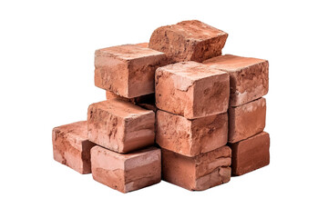 Obraz premium Stacked Rustic Terracotta Bricks Displayed Artistically Under Natural Lighting in a Crafting Workshop on Transparent PNG Background.