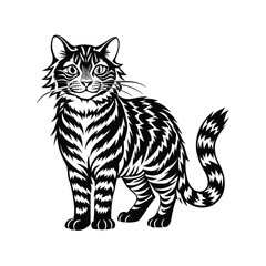 Siberian Tiger Cat Silhouette Vector