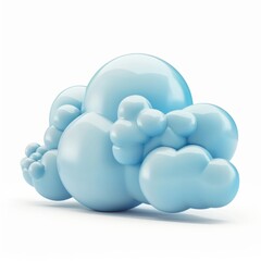 3D cartoon cloud isolated on white background. AI generative
