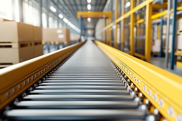 Fototapeta premium Conveyor Belt System in a Warehouse