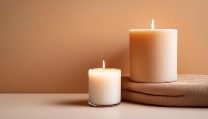 Aesthetic Ambiance: Candle Light on Beige Canvas