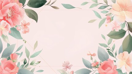 Empty diamond floral frame, clean modern backdrop, watercolor style