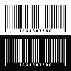 Bar code label template isolated on white background. Barcode icon. Visual data representation with product information. Vector graphic illustration in eps 10.