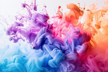 Fototapeta premium Vibrant swirls of purple, pink, and blue ink beautifully combine to create a stunning, intricate abstract background with soft textures that captivate