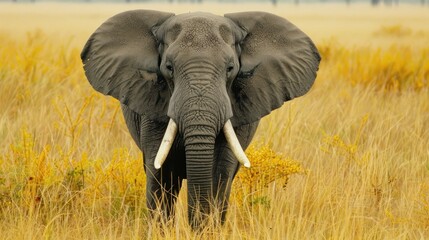 Naklejka premium African Elephant in Grassland