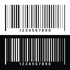 Bar code label template isolated on white background. Barcode icon. Visual data representation with product information. Vector graphic illustration in eps 10.
