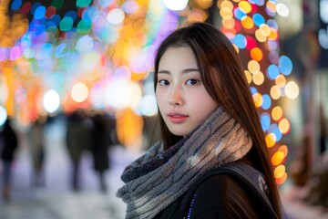 Fototapeta premium Emotive and dreamy her introspective gaze reveals tender side of youth. Tranquil moment captured where girl graceful demeanor and innocence are beautifully highlighted. Quiet power of natural beauty