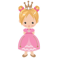 Cute princess girl vector cartoon illustration