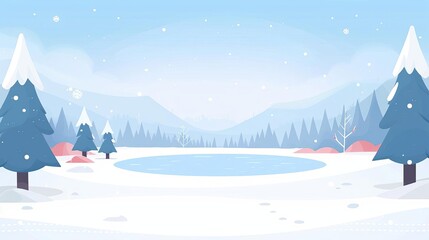 Frozen lake, simple modern clean background, flat design illustration