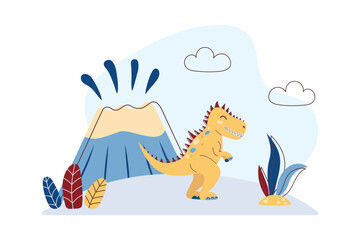 Cute Tyrannosaurus. Dinosaur Kids Style. Cute character. Flat vector illustration.