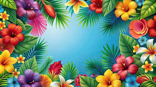 Fototapeta Colorful tropical flowers with a Hawaiian theme wallpaper , tropical, flowers, vibrant, Hawaii, Hawaiian, colorful, exotic