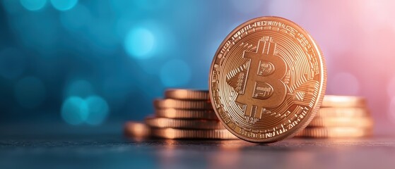 Digital Currencies and Blockchain Innovations Scene with Copy Space, Grunge Splash Dust - Selective Focus Foreground