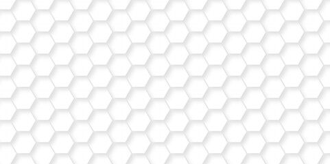 Fototapeta premium Vector abstract hexagonal futuristic geometric backdrop White 3d embossed creative hexagon, honeycomb white hexagon concept design abstract technology background, or wallpaper.