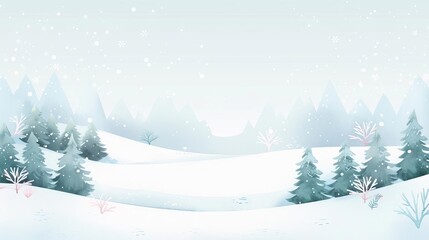 Snowy landscape, serene winter background, watercolor style