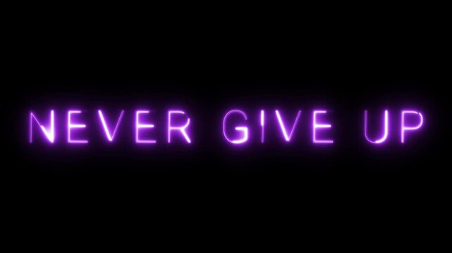 Motivational Neon Sign: Never Give Up