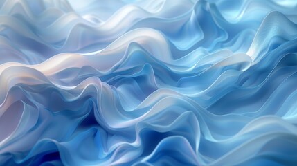 Ethereal Waves of Blue Fabric Gently Flowing Under Soft Light in a Calm Setting