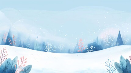 Winter park, minimalist clean background, watercolor style