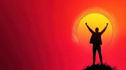 Triumph of Success - Flat Design Illustration with Copy Space for Text