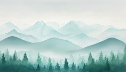 Obraz premium Mountain storm, rain showers over rugged peaks, misty valleys, watercolor style