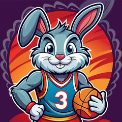 Obraz premium rabbit basketball cartoon character