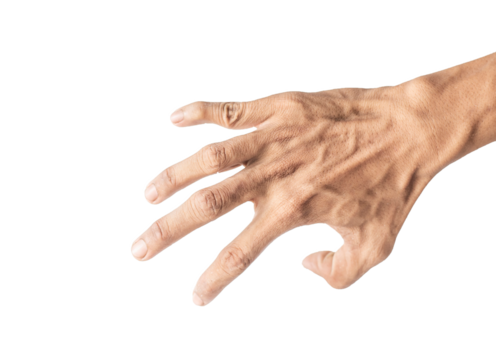 Transparent PNG The fingers of the elderly that show gestures that convey meaning.