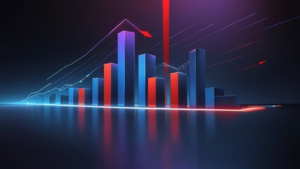 Exponential Financial Growth A 3D Bar Graph Depicting Revenue Increase and Market Success