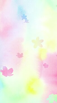 美しく花々が舞う幻想的な縦長ループアニメーション。花々の色が美しく移り変わっていくのがポイント。