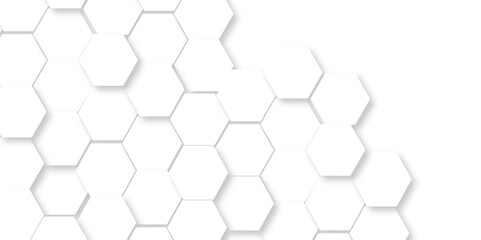 Vector abstract hexagonal futuristic geometric backdrop White 3d embossed creative hexagon, honeycomb white hexagon concept design abstract technology background, or wallpaper.