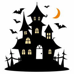 Spooky Haunted Halloween House Vector Silhouette for Chilling Designs