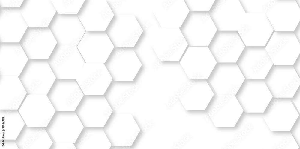 Wall mural vector abstract hexagonal futuristic geometric backdrop white 3d embossed creative hexagon, honeycom