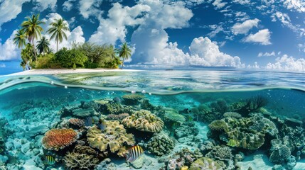 Tropical Island Paradise with Underwater Reef