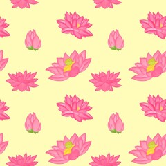 seamless pattern with lotus yellow background,