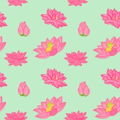 seamless pattern with lotus green background