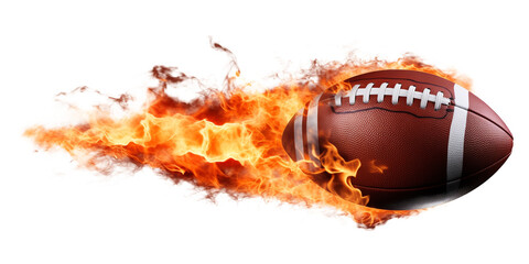 American Football Ball Pigskin With Fire Trail Isolated on Transparent Background
