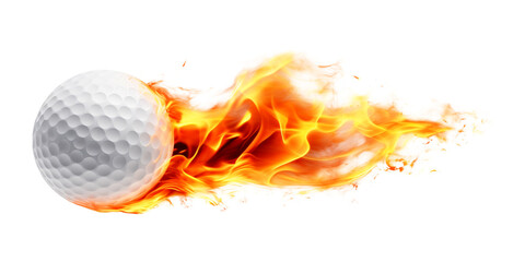 Golf Ball With Fire Trail Isolated on Transparent Background
