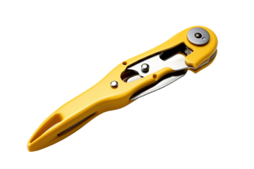 Versatile Yellow Tool for Crafting Projects in a Cozy Workshop During Afternoon Light on Transparent PNG Background.