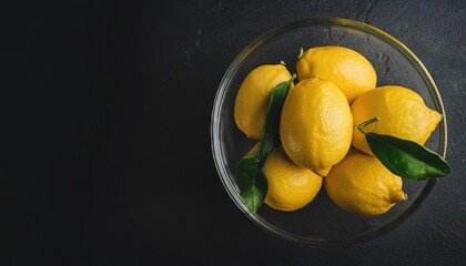 Lemon in a bowl on a black background