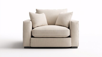 Modern Minimalist Comfort: A plush armchair, upholstered in a natural beige fabric, offers a sanctuary of relaxation. 