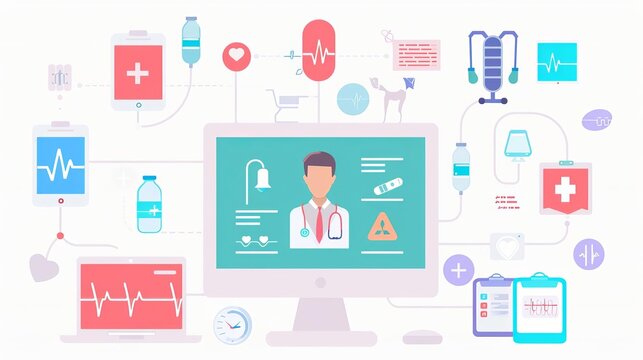 Infographic on the transition from paperbased to digital healthcare records, healthcare systems shifts, improving data management