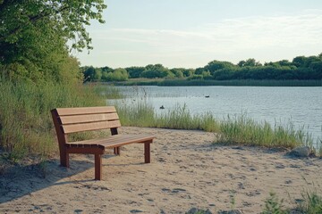 Fototapeta premium Sandy Beach Bench