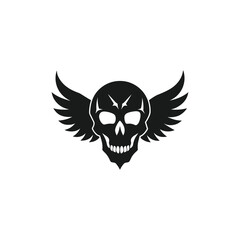 Obraz premium Human Skull with Wings Silhouette Vector 
