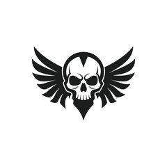 Human Skull with Wings Silhouette Vector
