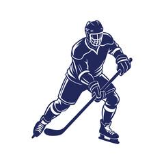 Hockey player silhouettes Clip art isolated vector illustration on white background