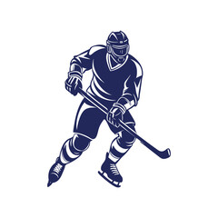 Hockey player silhouettes Clip art isolated vector illustration on white background