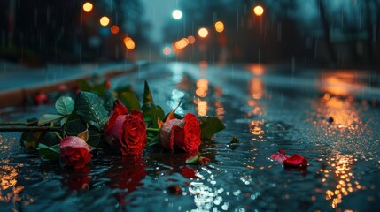 Red Roses in the Rain